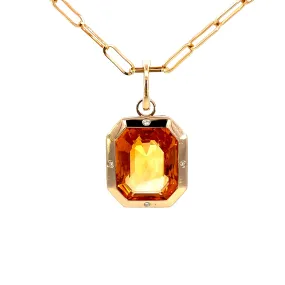 14KY Diamond Topaz Pendant