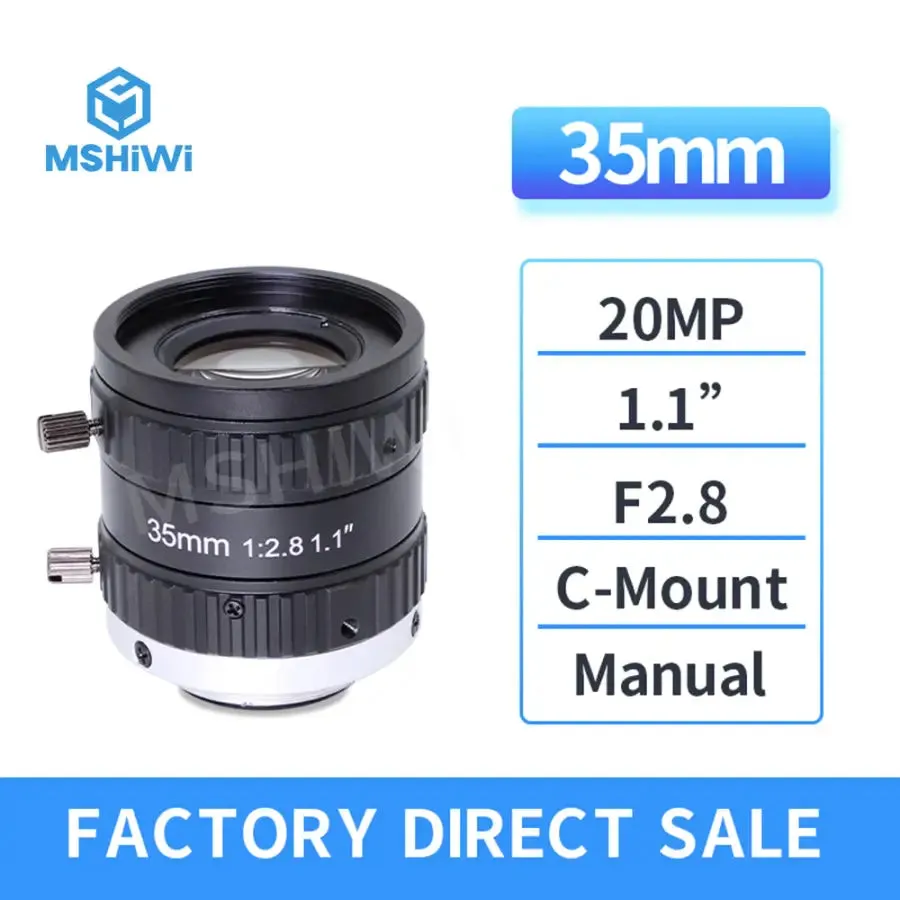 20MP 12mm-50mm Prime Lens C-mount F2.8 Aperture 1.1" Manual Iris Lenses