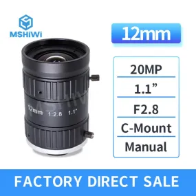 20MP 12mm-50mm Prime Lens C-mount F2.8 Aperture 1.1" Manual Iris Lenses