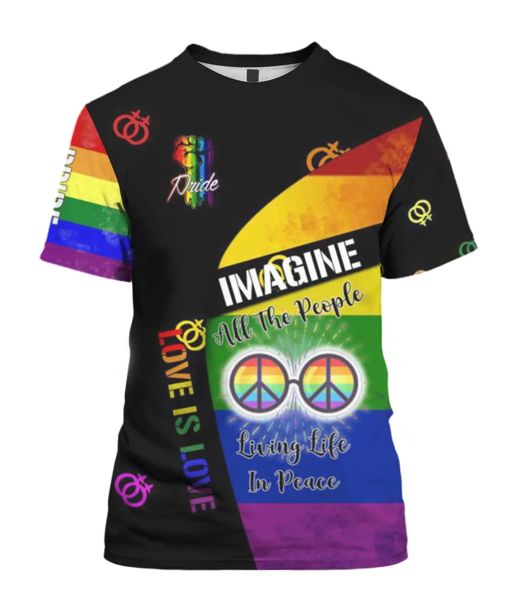 3D All Over Print Pride Lgbtq Shirt For Lesbian Gayer, Love Is Love Rainbow American Flag Support Lgbt 3D Shirt