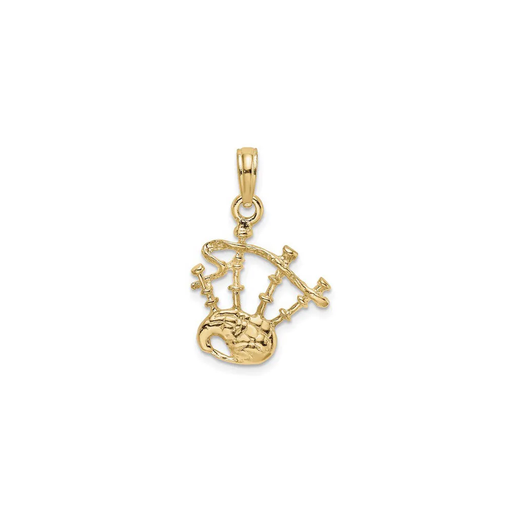 3D Bagpipes Pendant (14K)