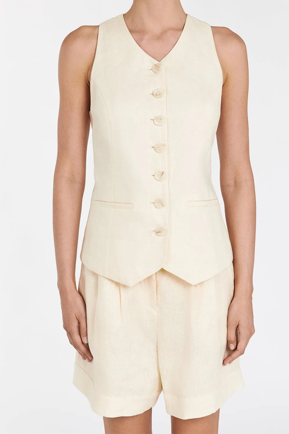 ALONDRA LEMON LINEN VEST