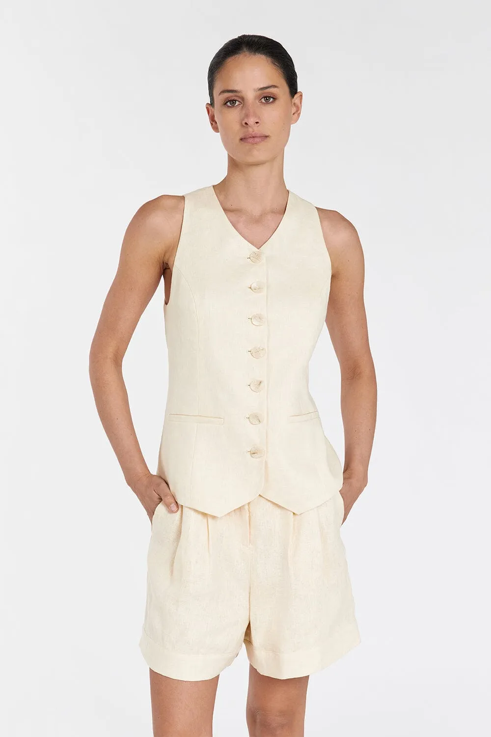 ALONDRA LEMON LINEN VEST