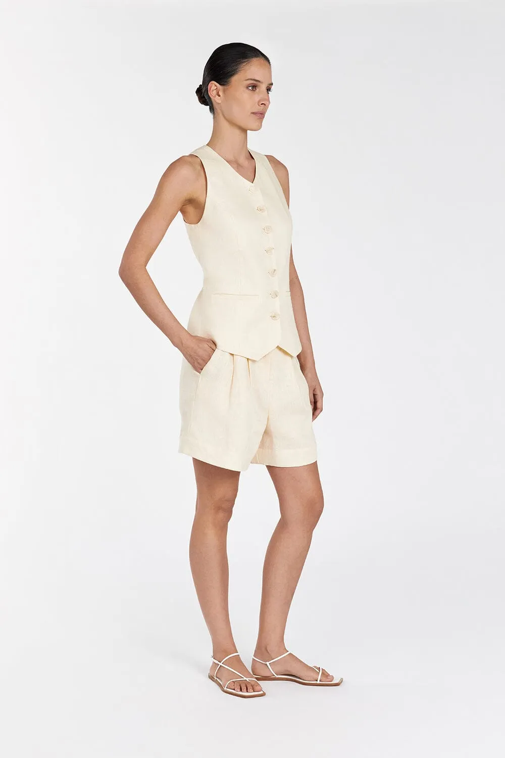 ALONDRA LEMON LINEN VEST