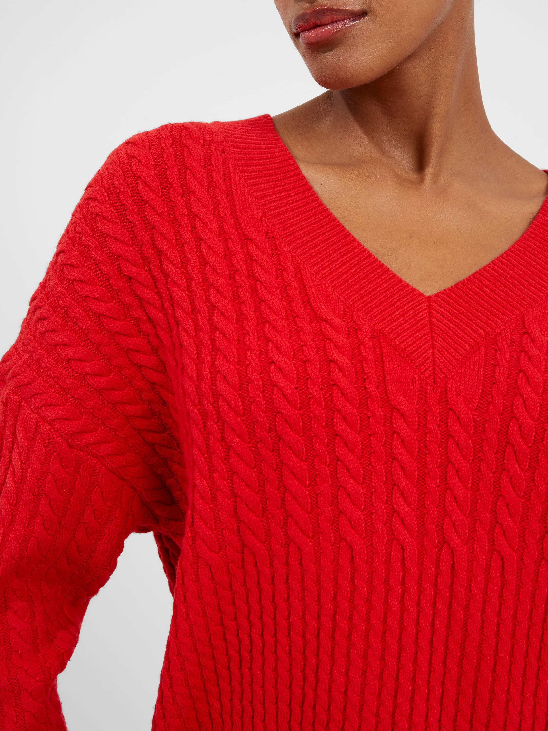 Babysoft Cable Knit V Neck Sweater