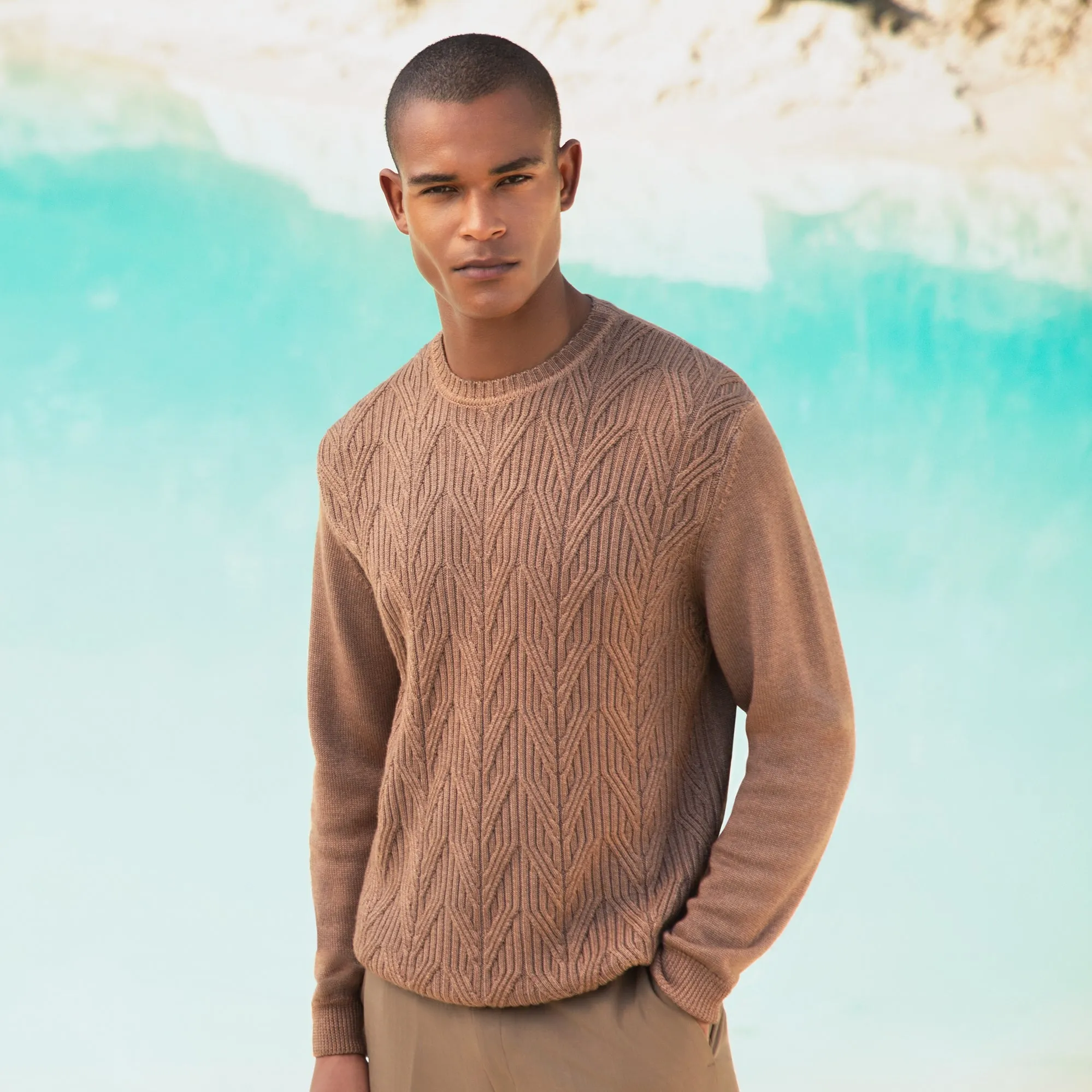 Cable Knit Crew Neck Sweater