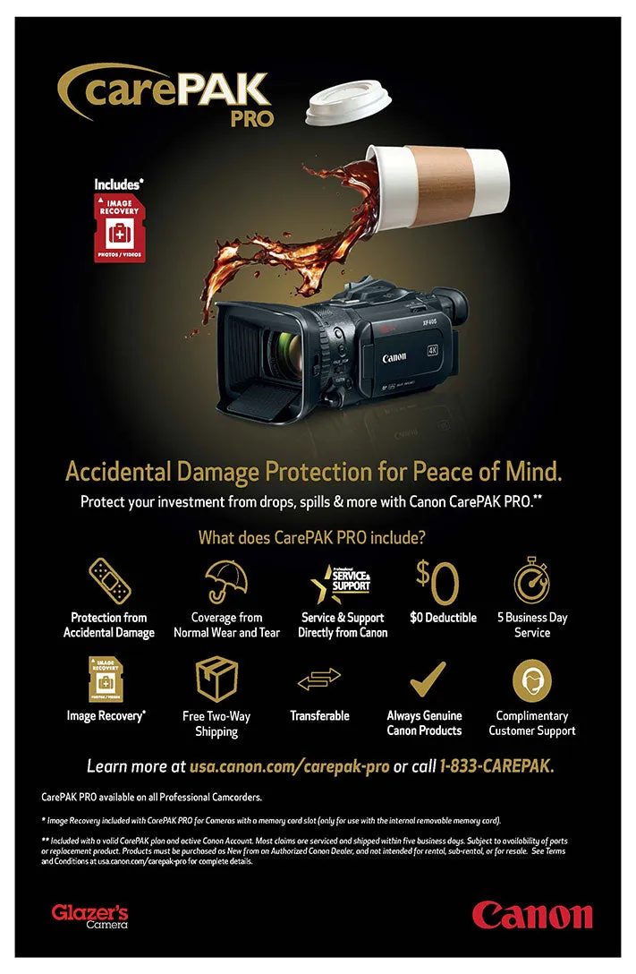 Canon CarePAK PRO 3 Year Protection Plan for EOS Cinema Lenses - $5,000-$5,999