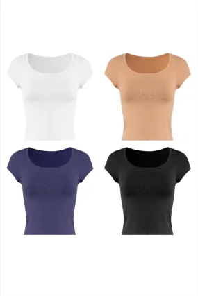 Cap Sleeve Wide Neck Round Tee