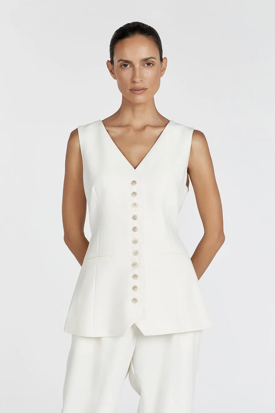 CELINE CREAM LONGLINE VEST