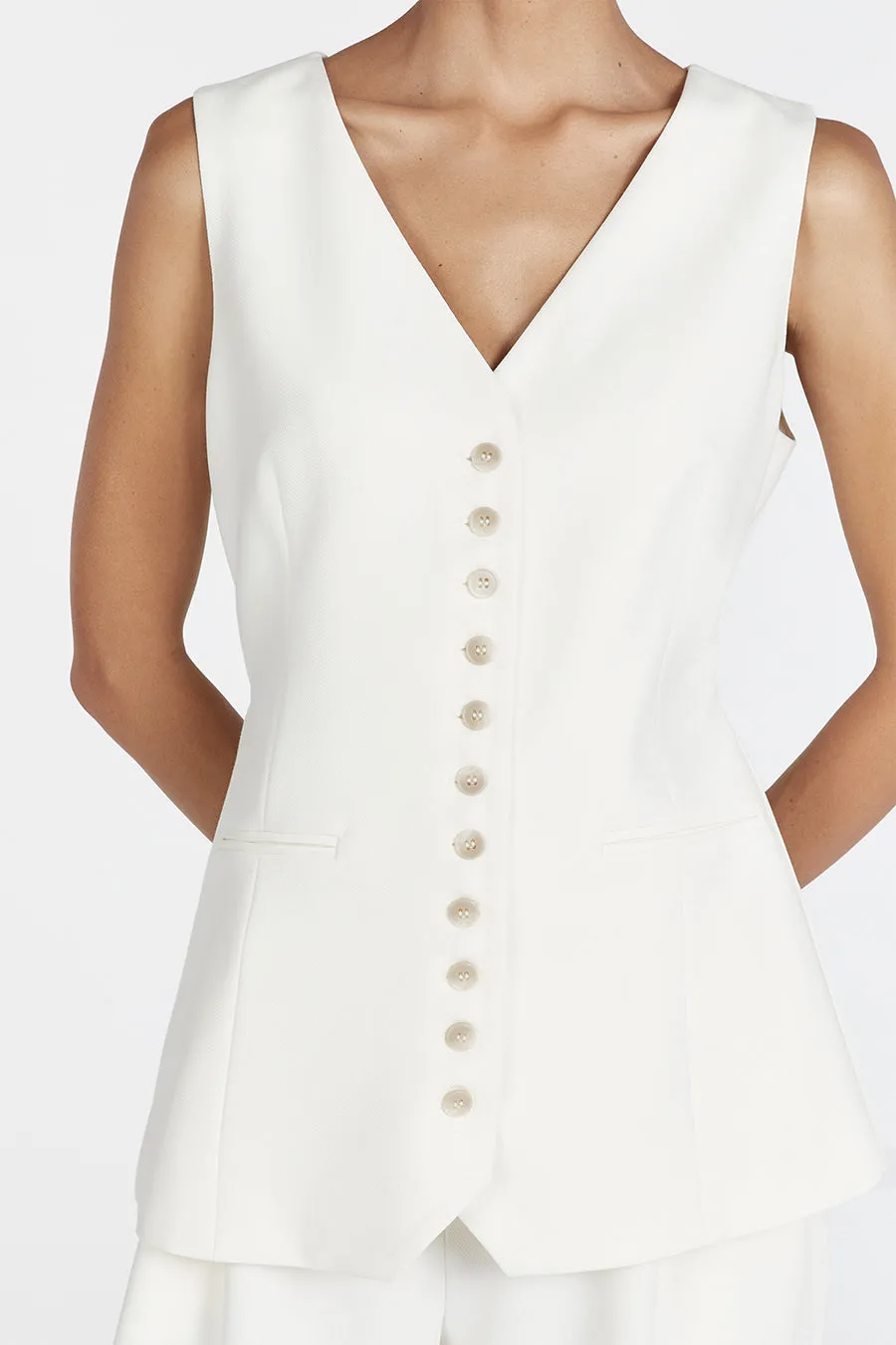 CELINE CREAM LONGLINE VEST