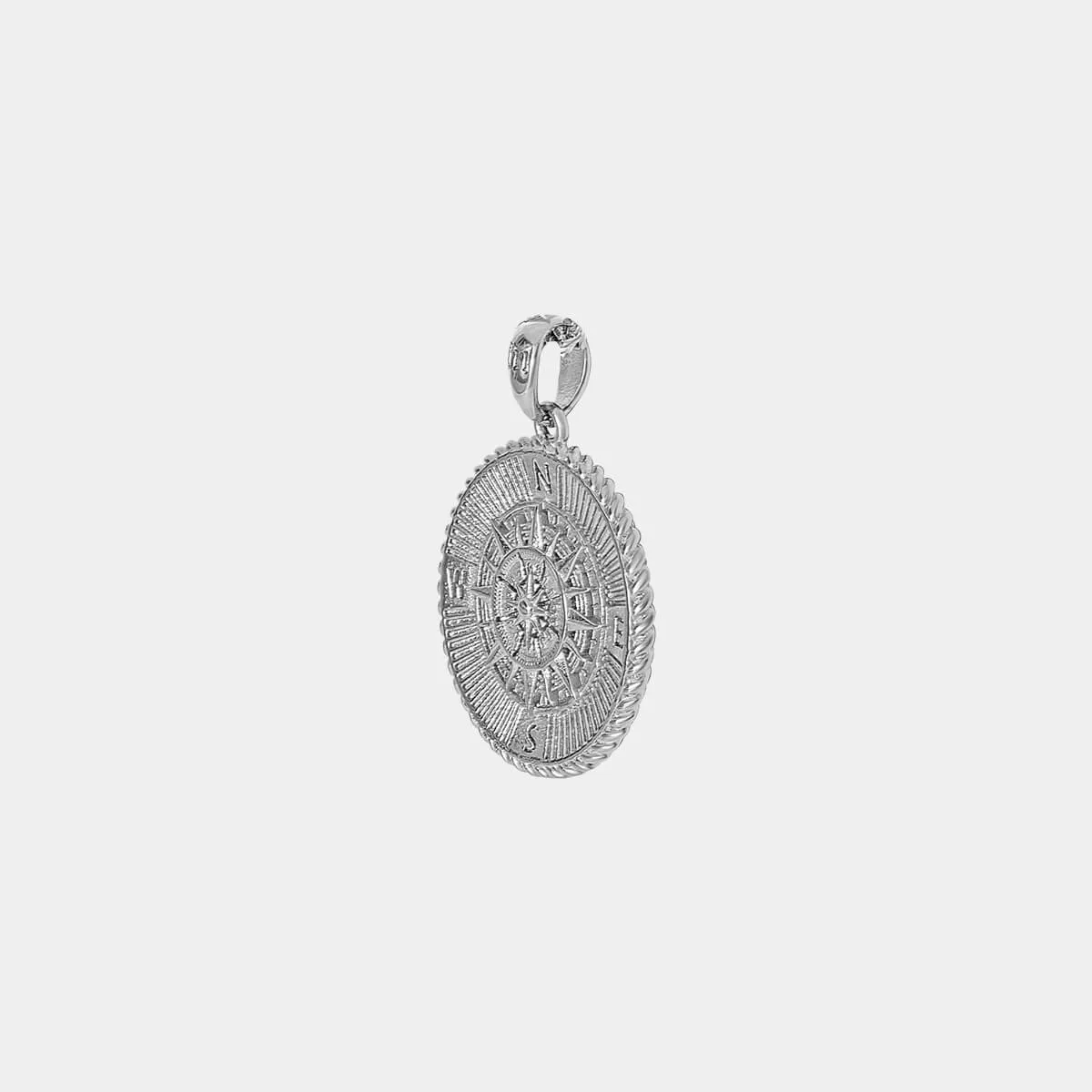 Compass Pendant - White Gold