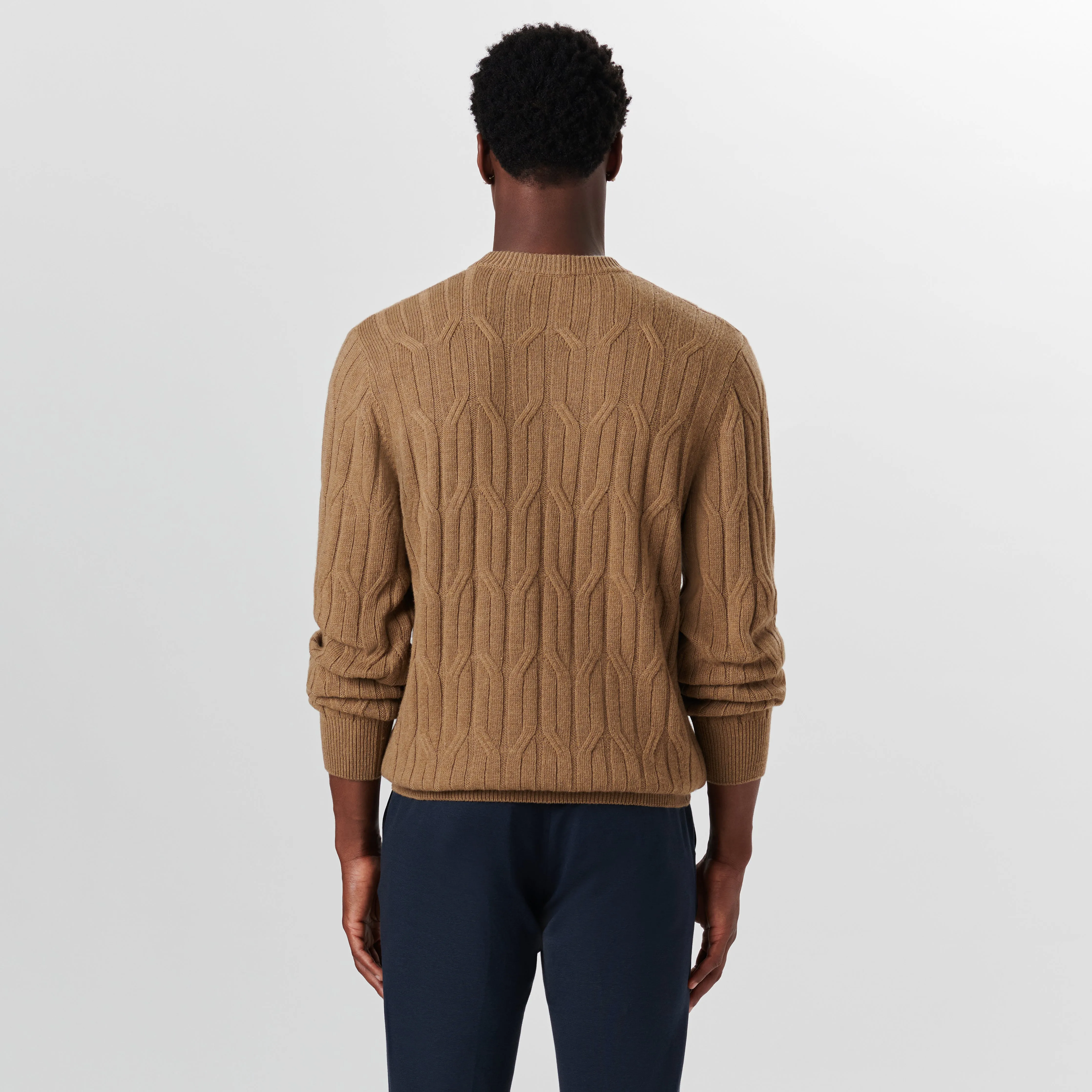 Crew Neck Cable Jacquard Sweater