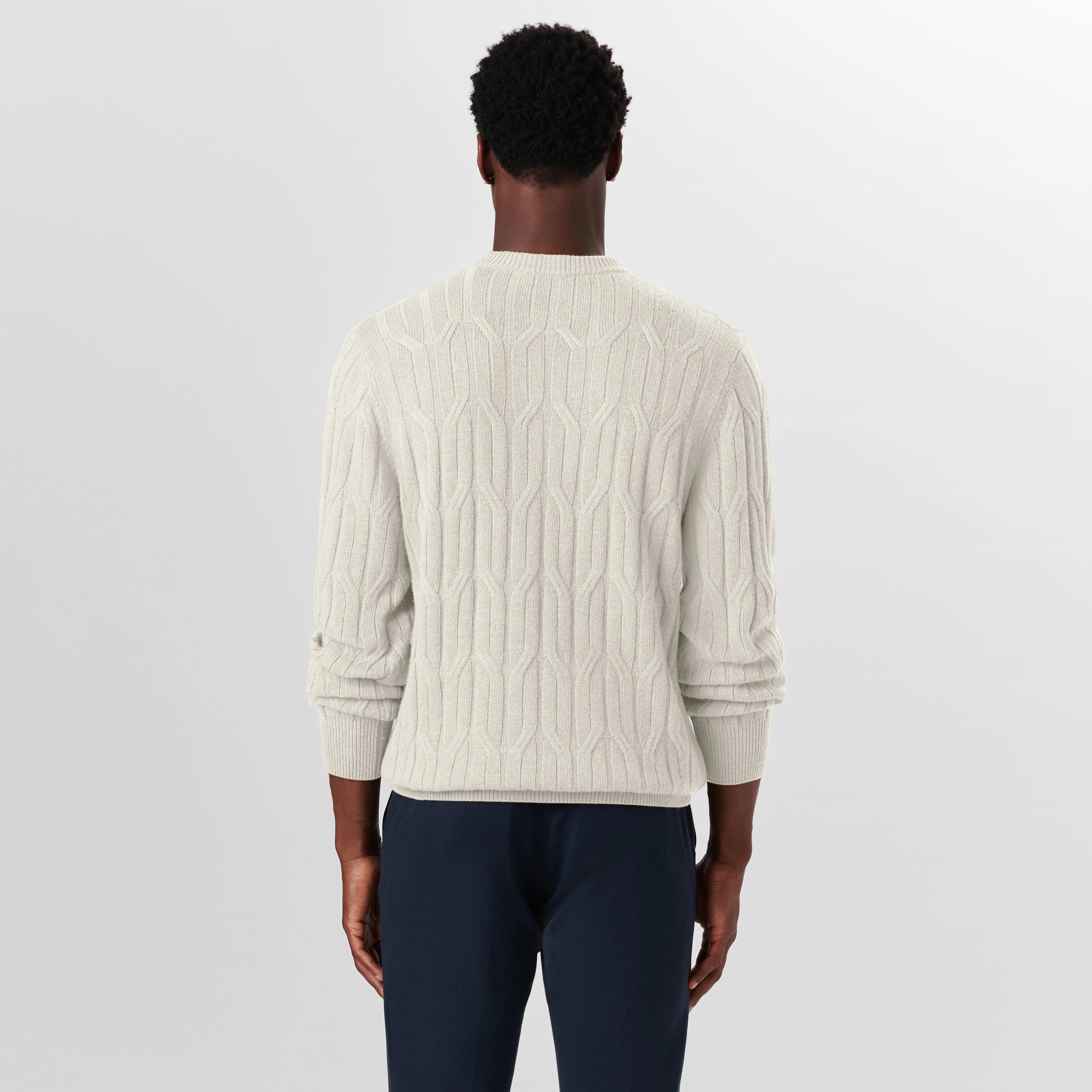 Crew Neck Cable Jacquard Sweater