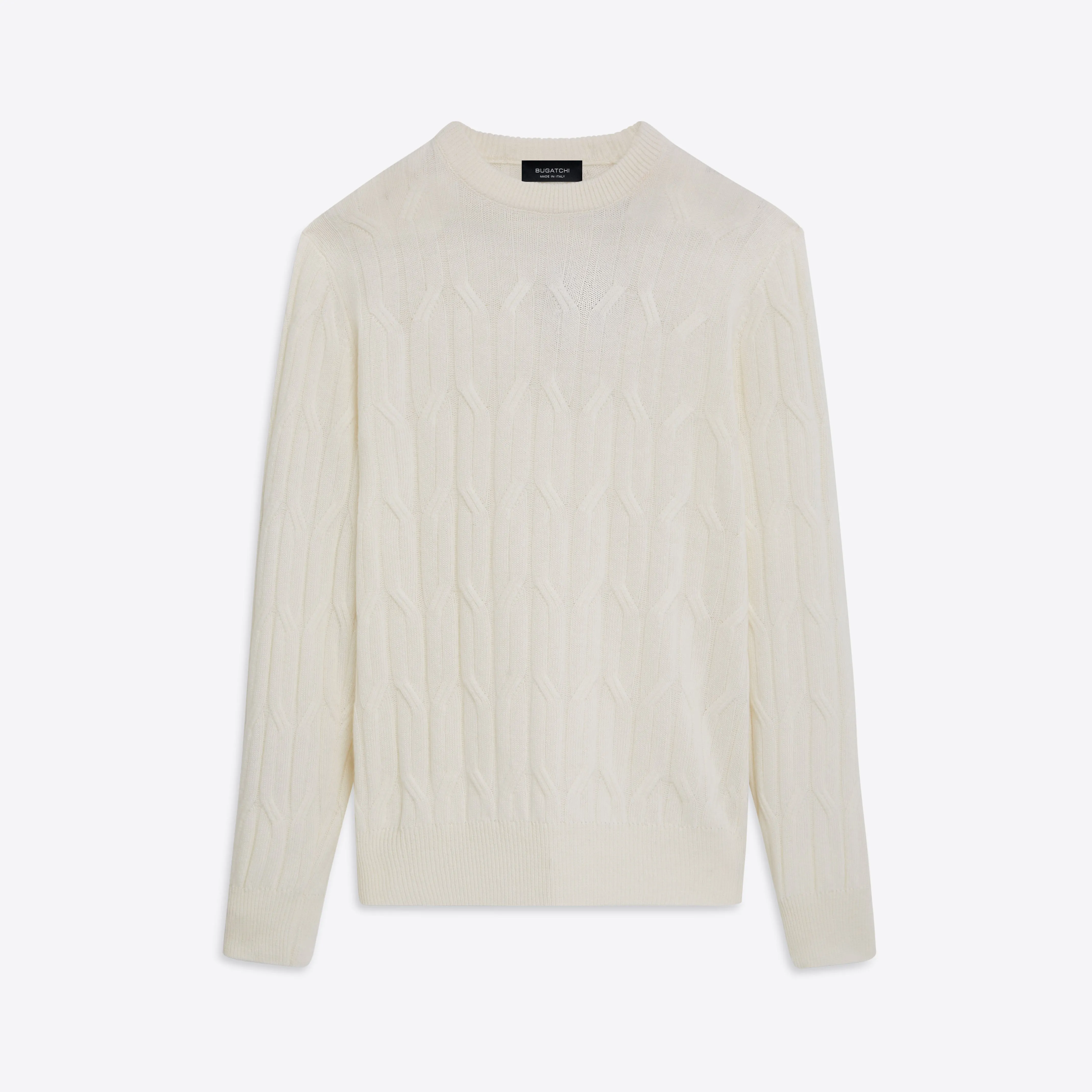 Crew Neck Cable Jacquard Sweater