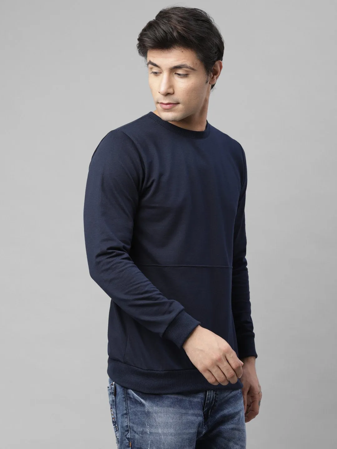 Cut & Sew Terry Round Neck Sweatshirt