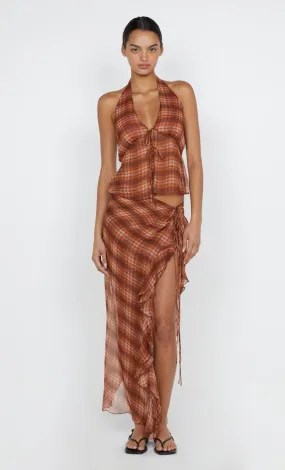 DEVI HALTER TOP - DESERT CHECK