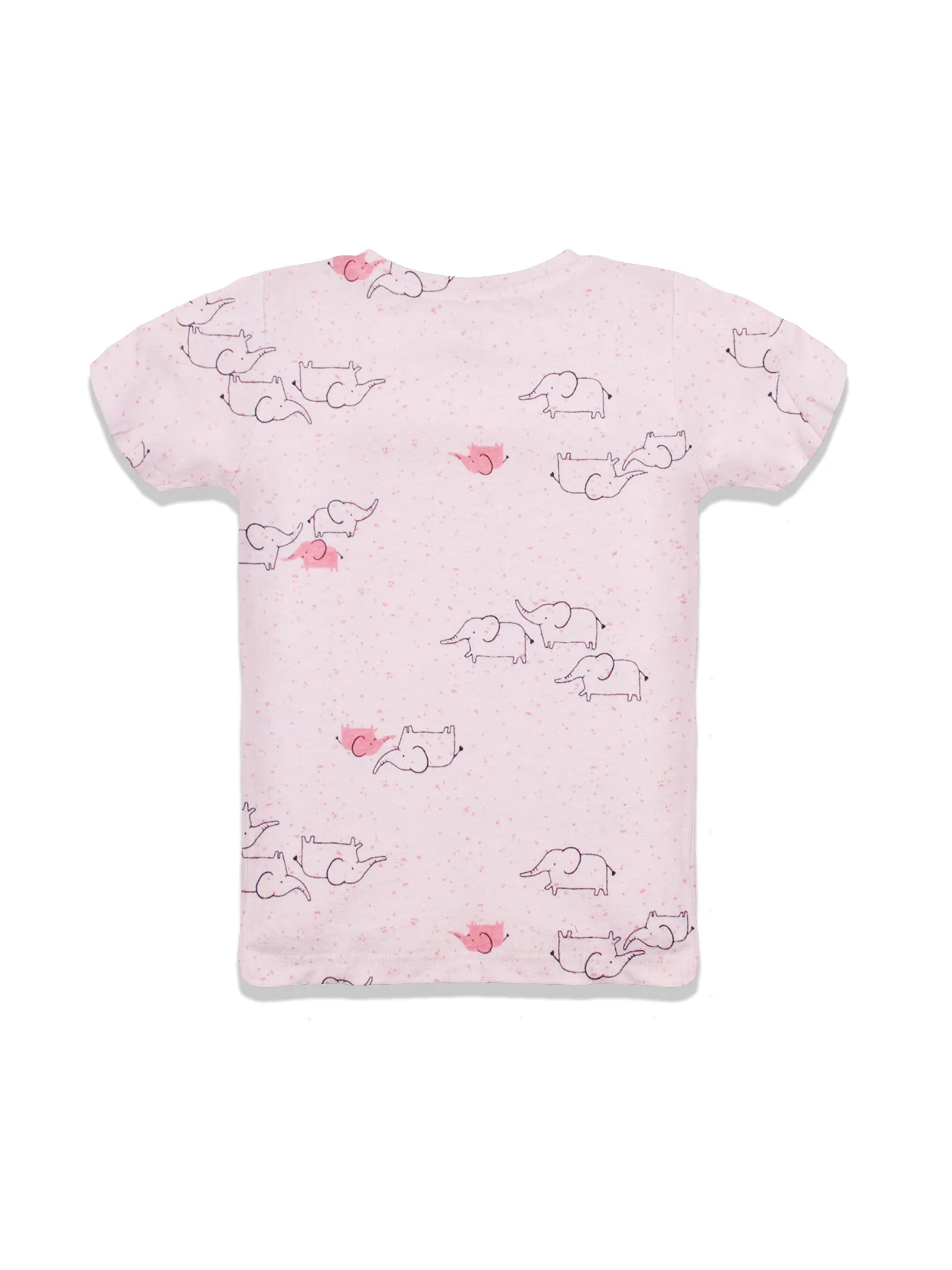 Girls AOP Round Neck Half Sleeve Tee