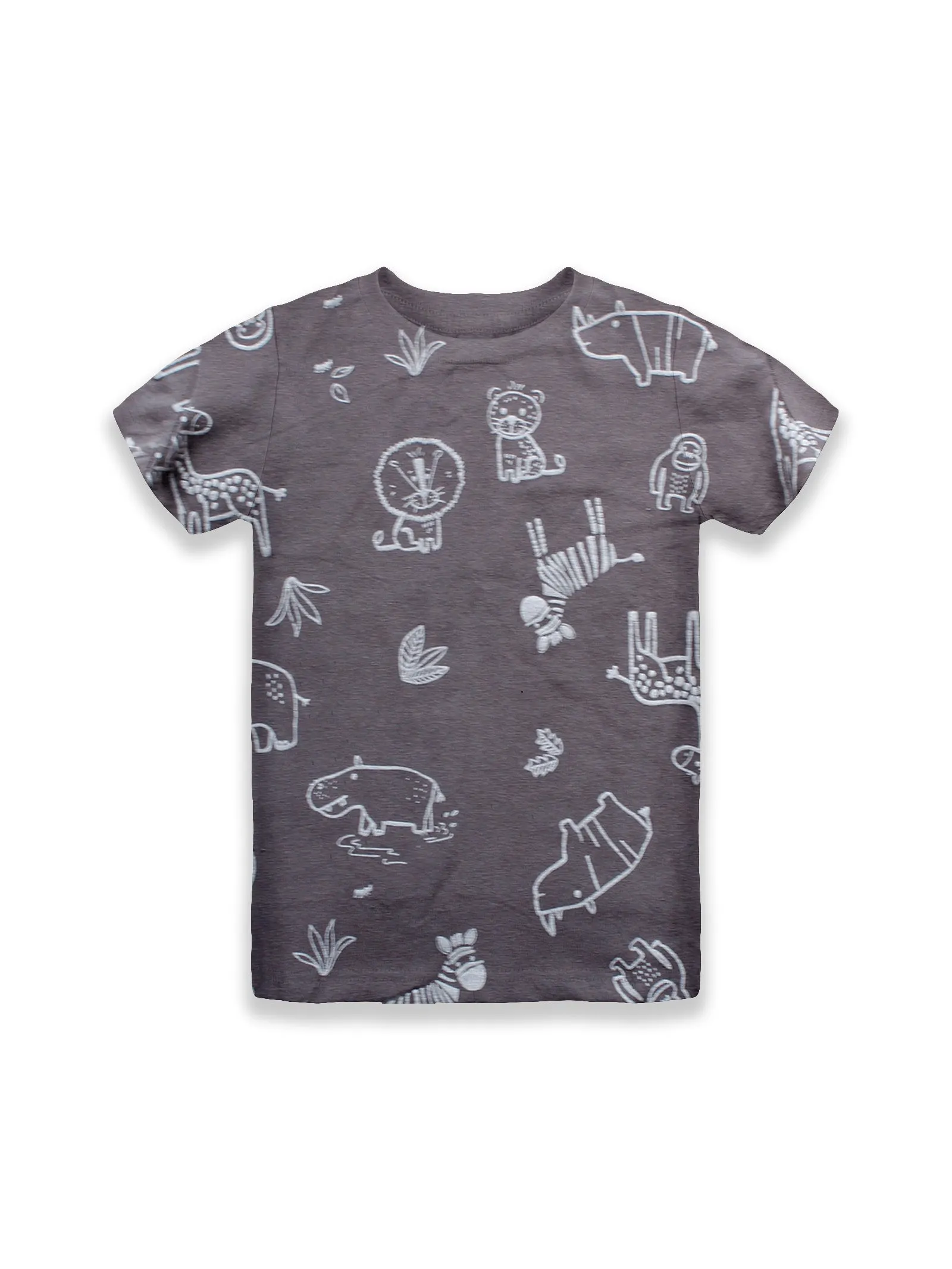 Girls AOP Round Neck Half Sleeve Tee