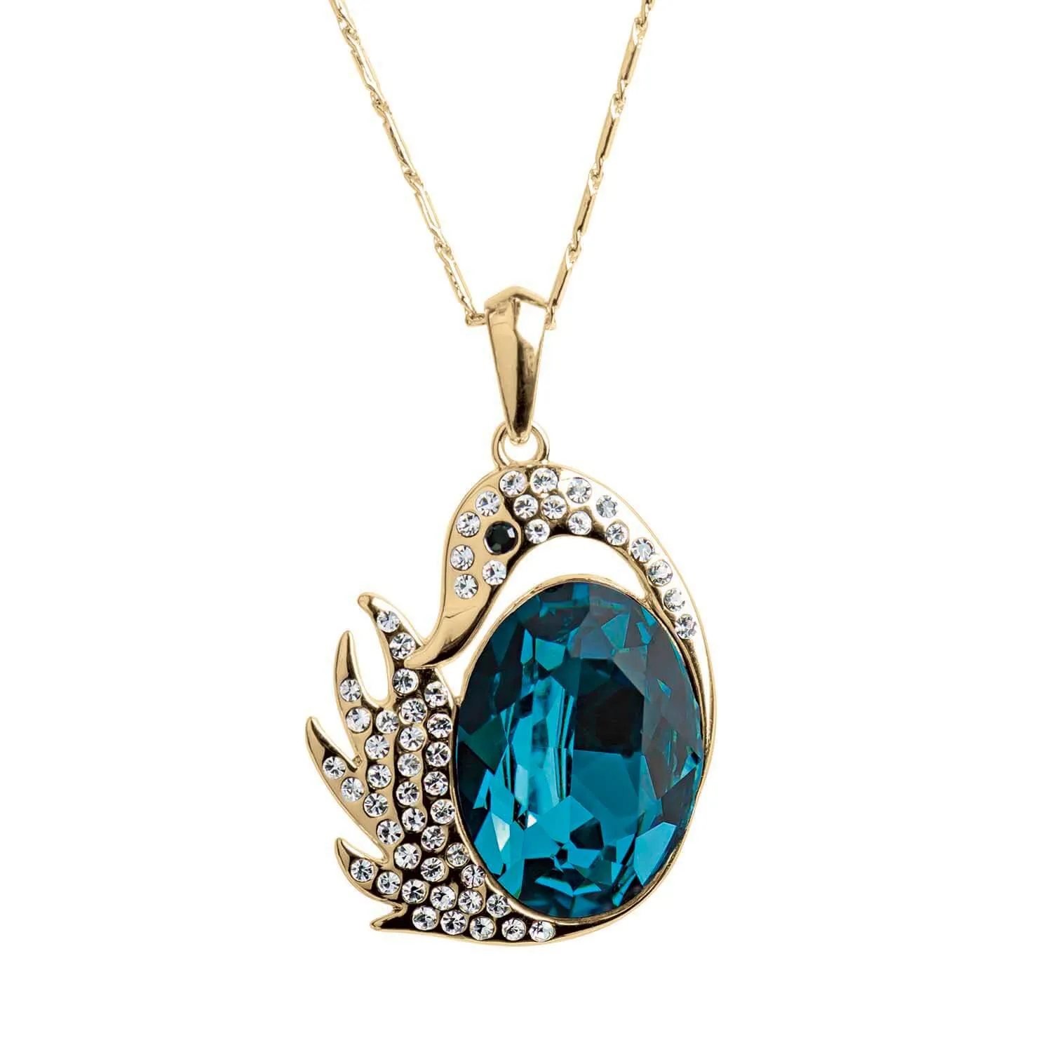 Golden Swan Blue Pendant