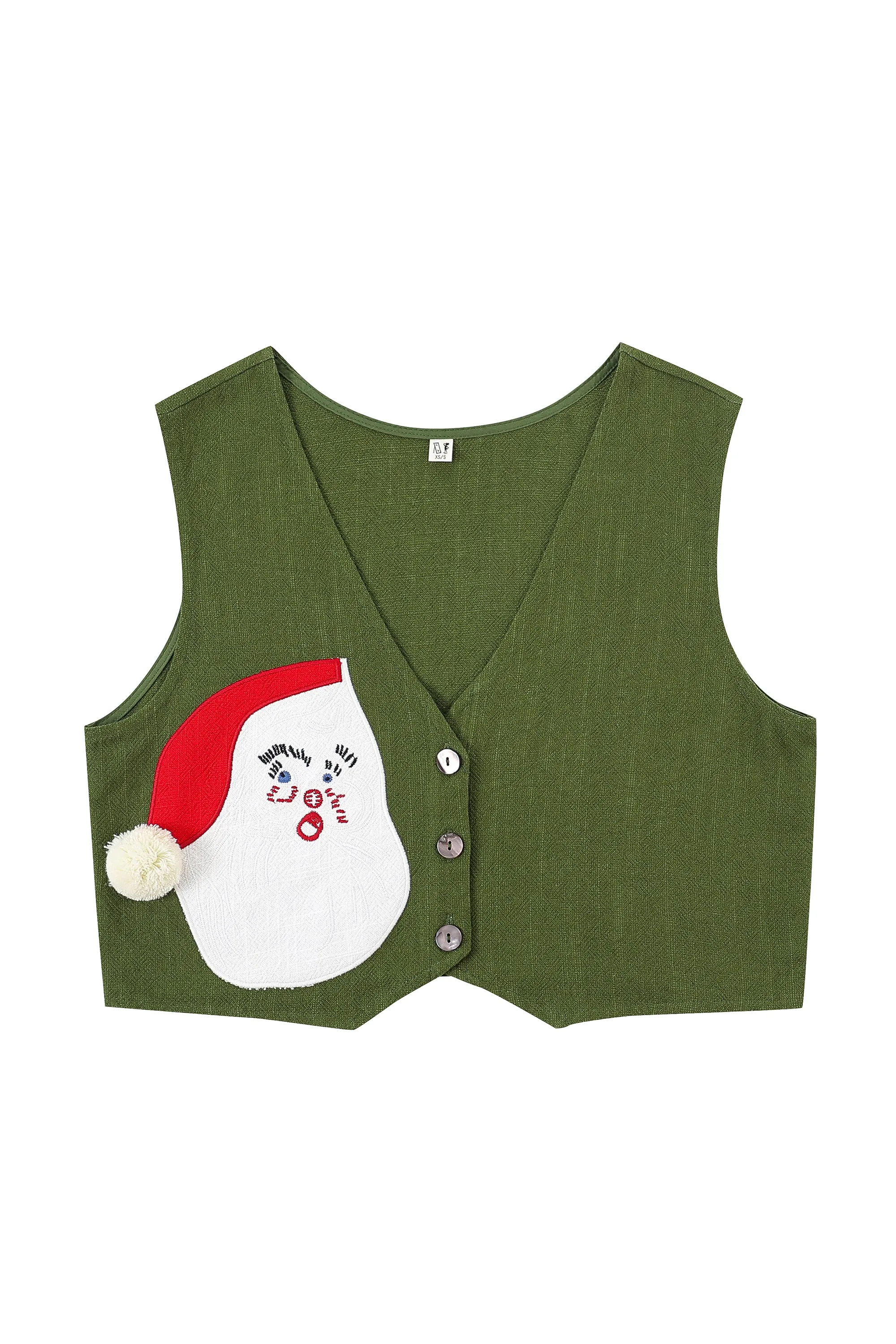 Green Linen Santa Vest