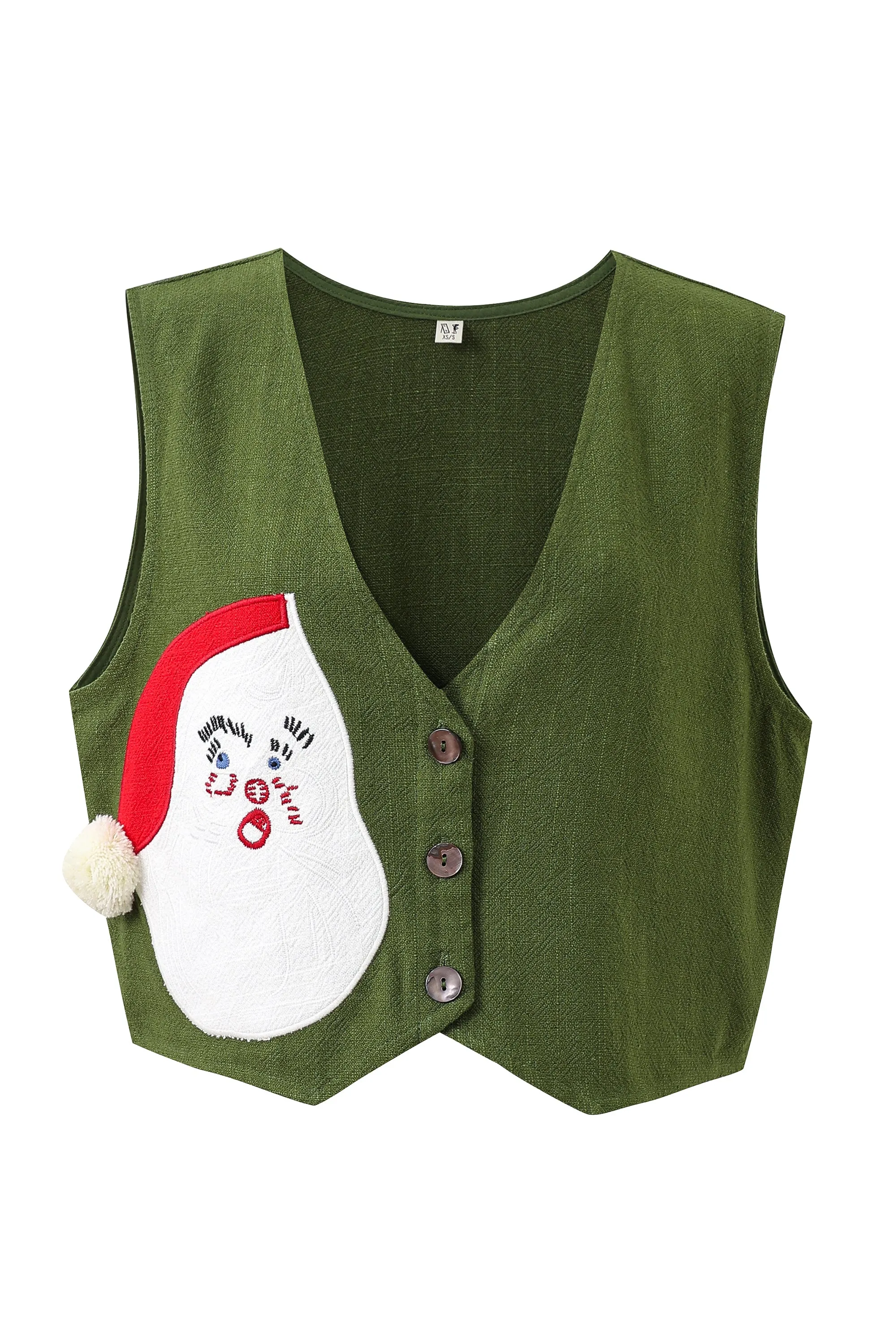 Green Linen Santa Vest