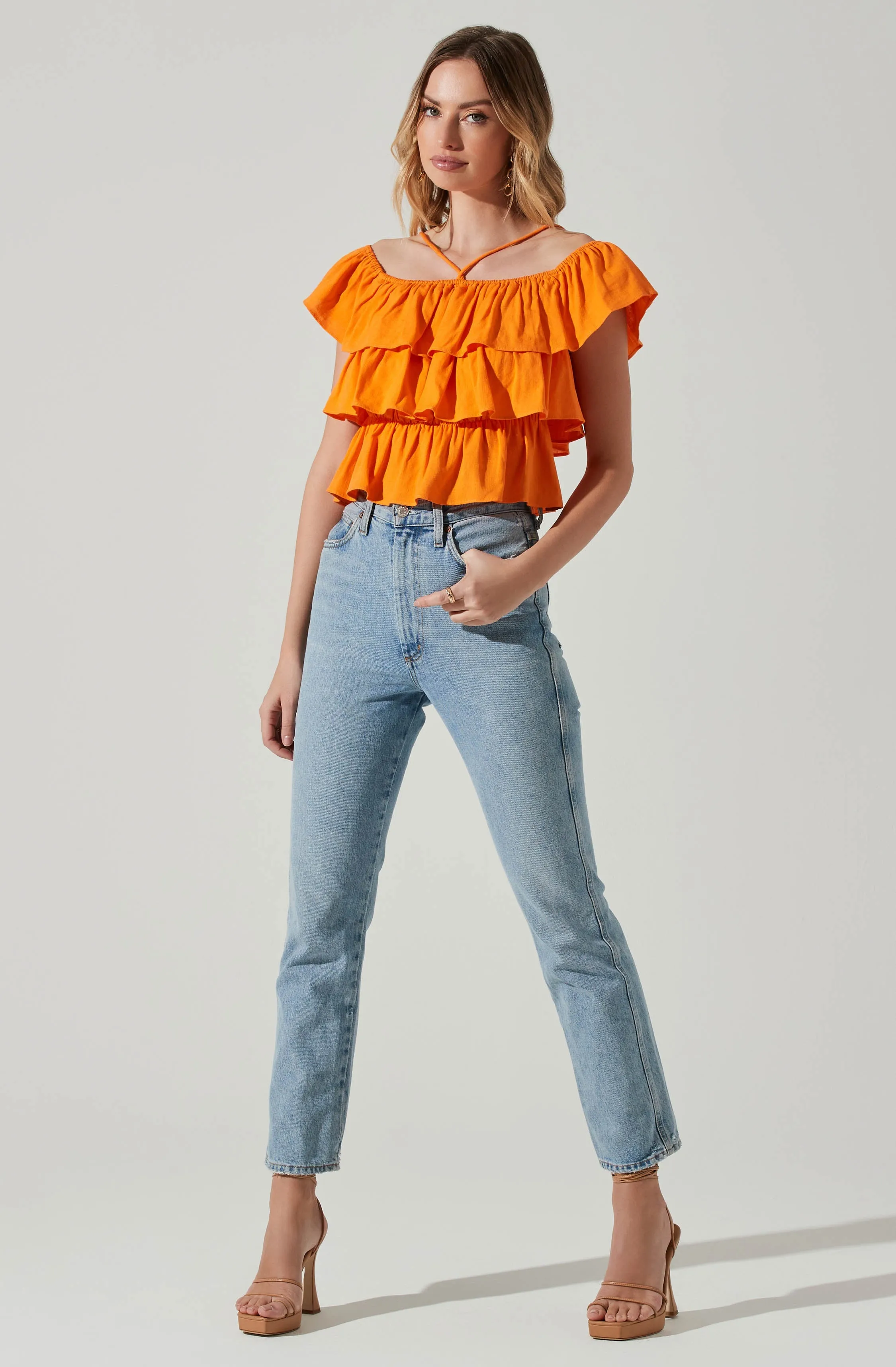 Halter Tiered Ruffle Top