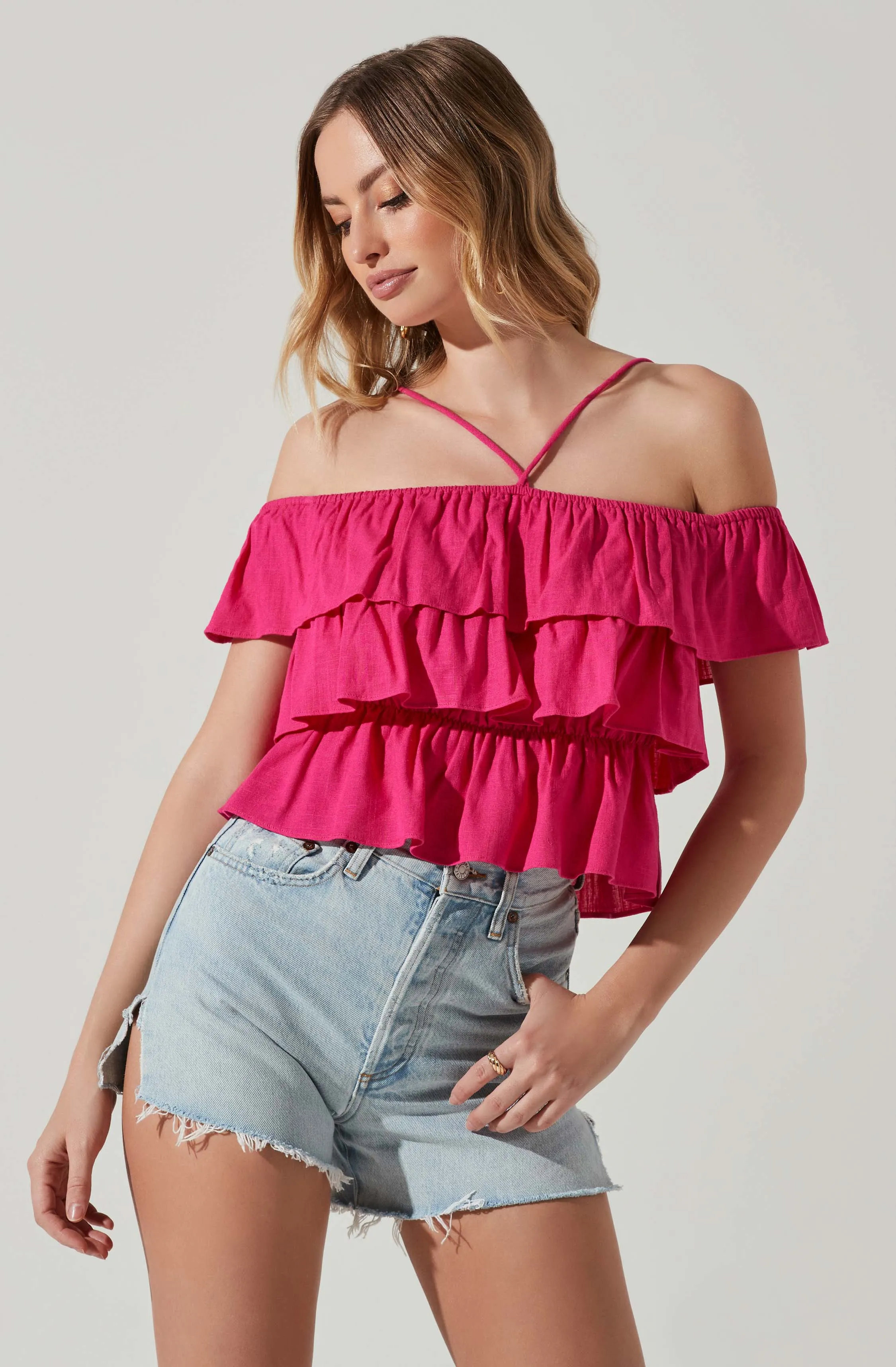 Halter Tiered Ruffle Top