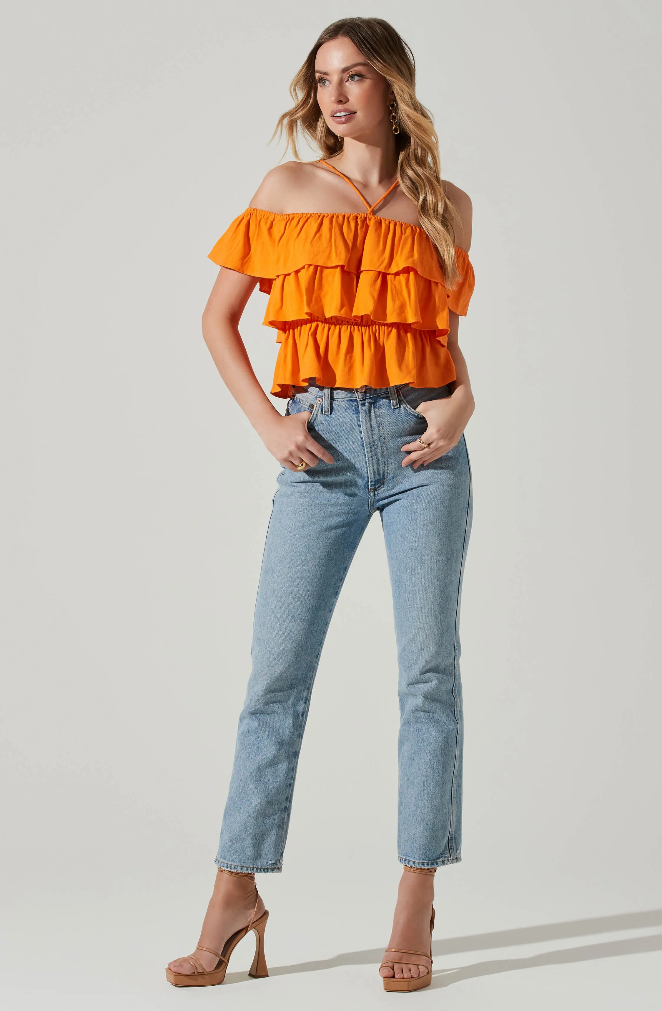 Halter Tiered Ruffle Top