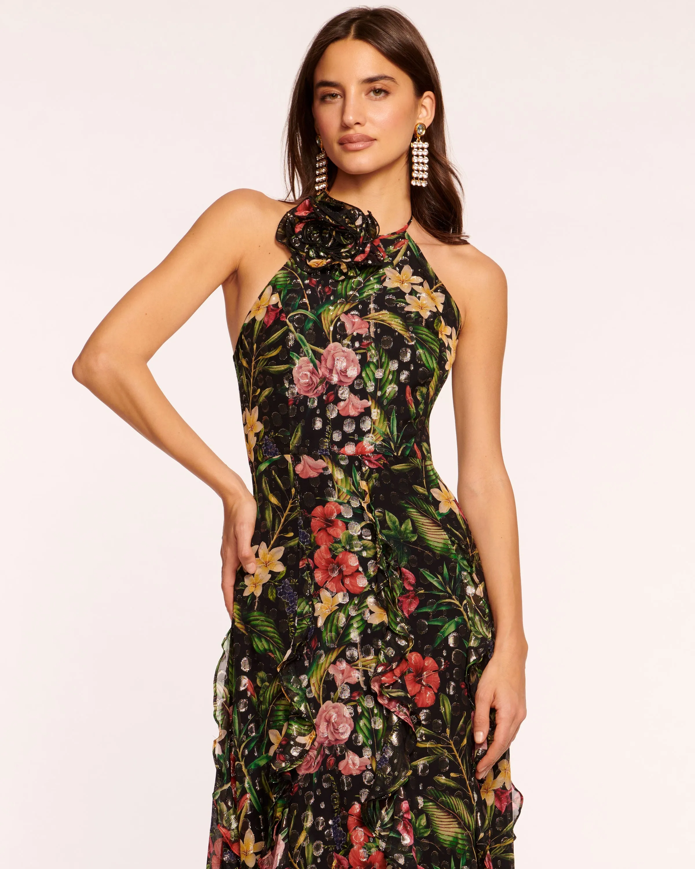 Idella Ruffle Halter Gown