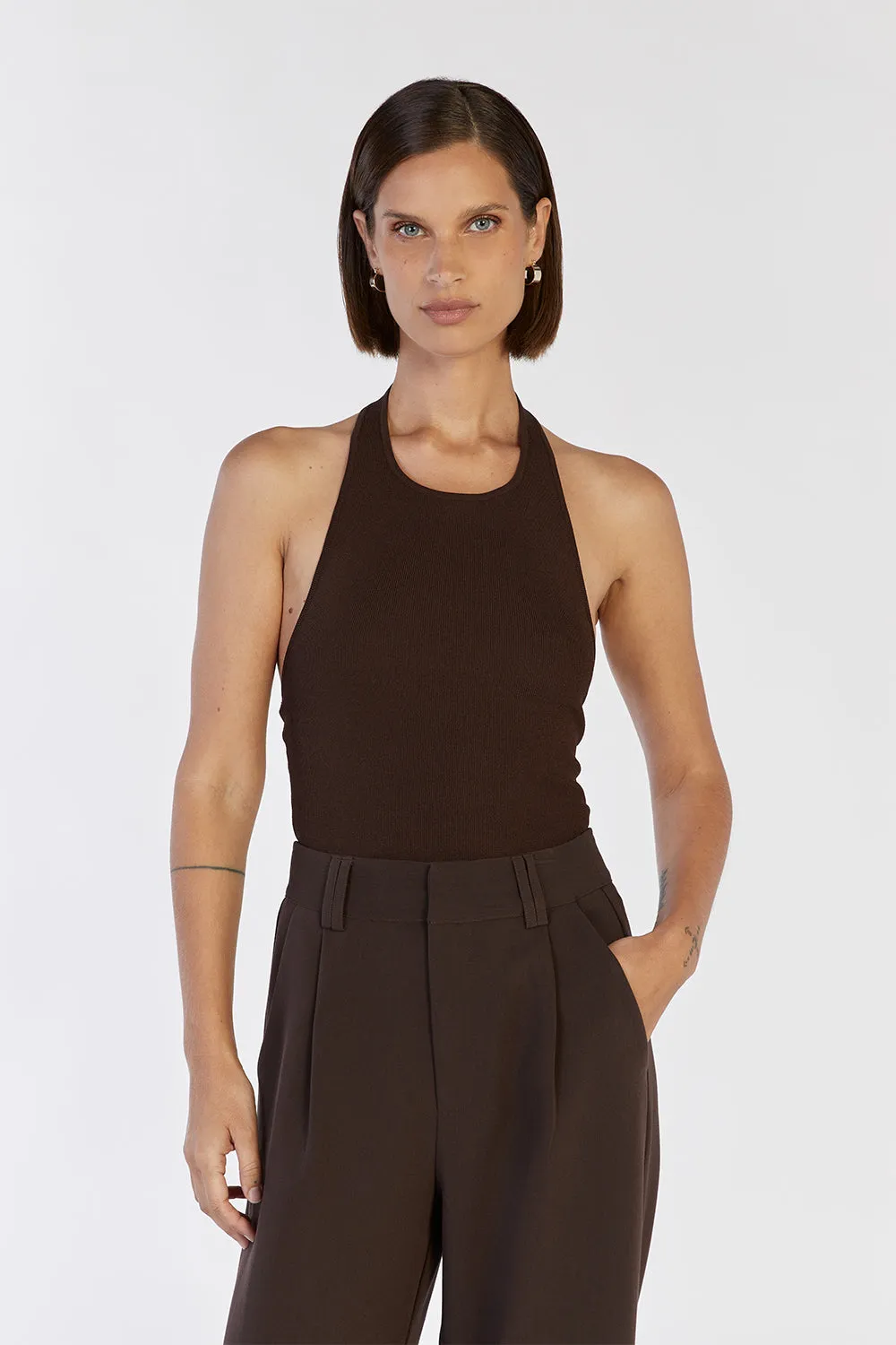 KARLIE CHOC HALTER TOP