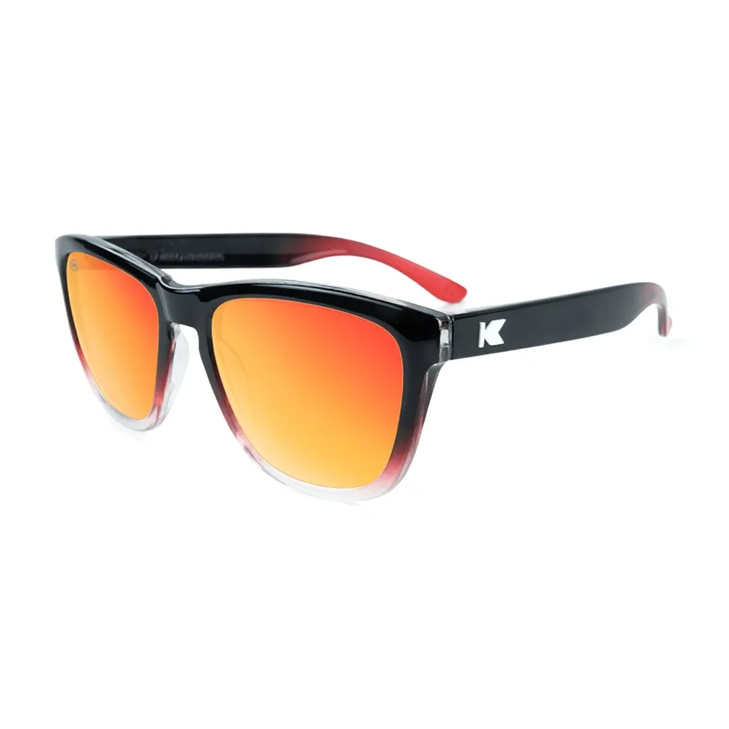 Knockaround Premium Sunglasses, Gloss Red/Black frame, Sunset/Polarized lenses