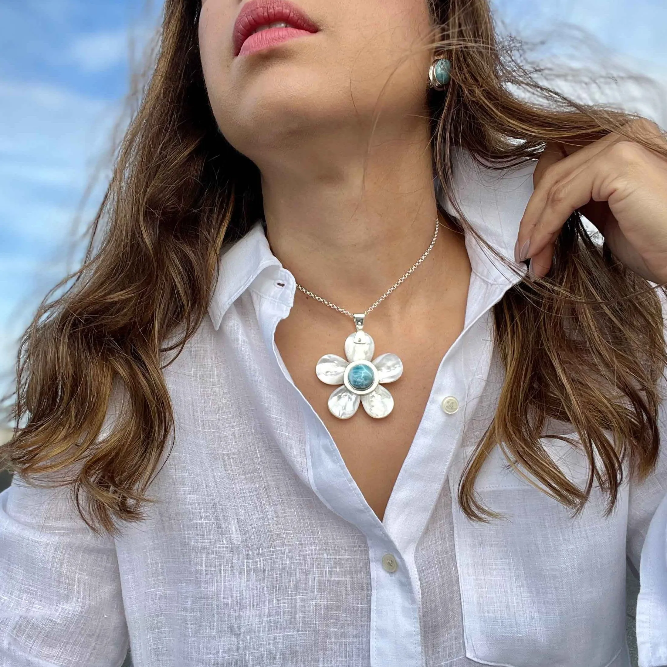 Larimar Flower Pendant Gail