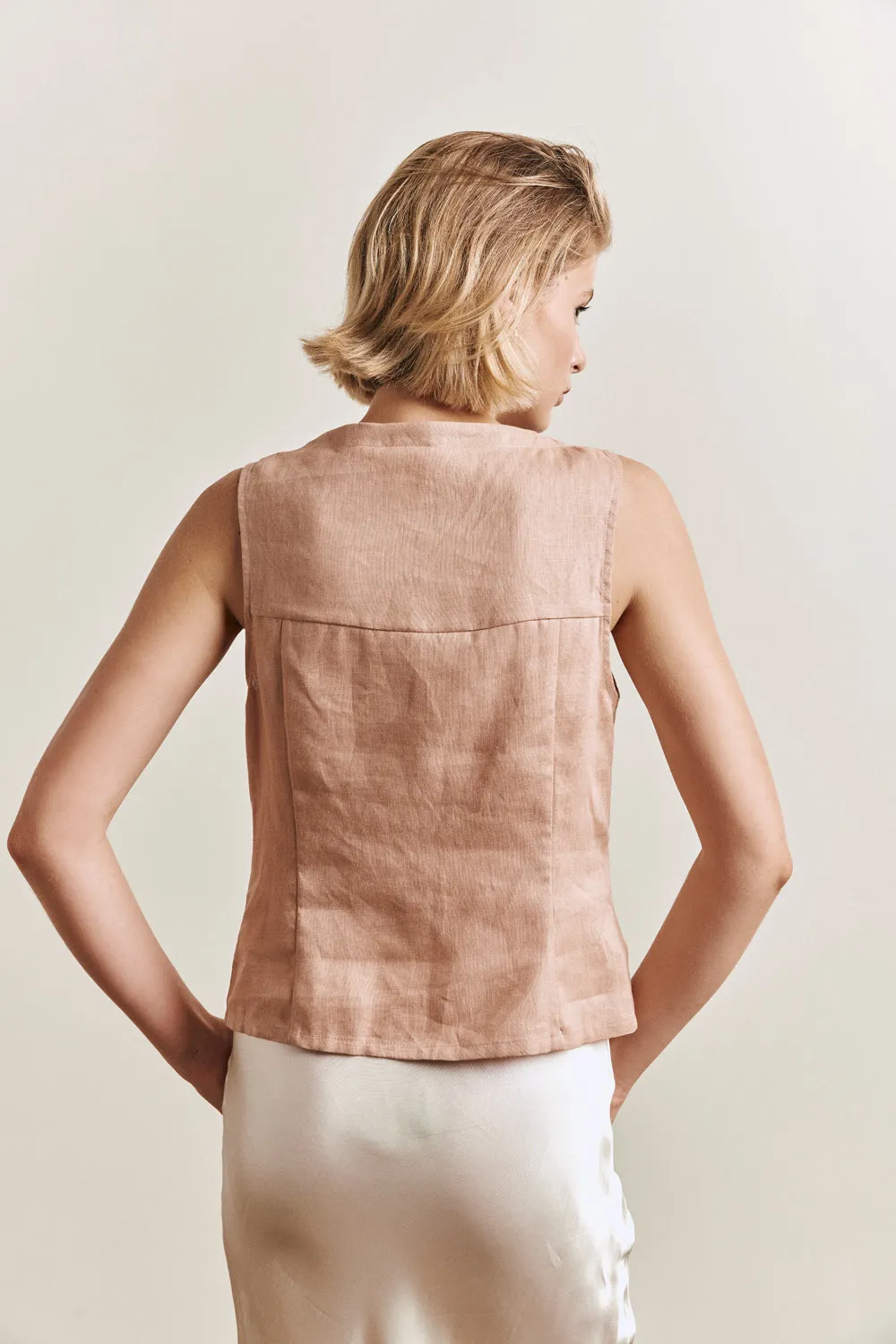 Lila Linen Vest Blush