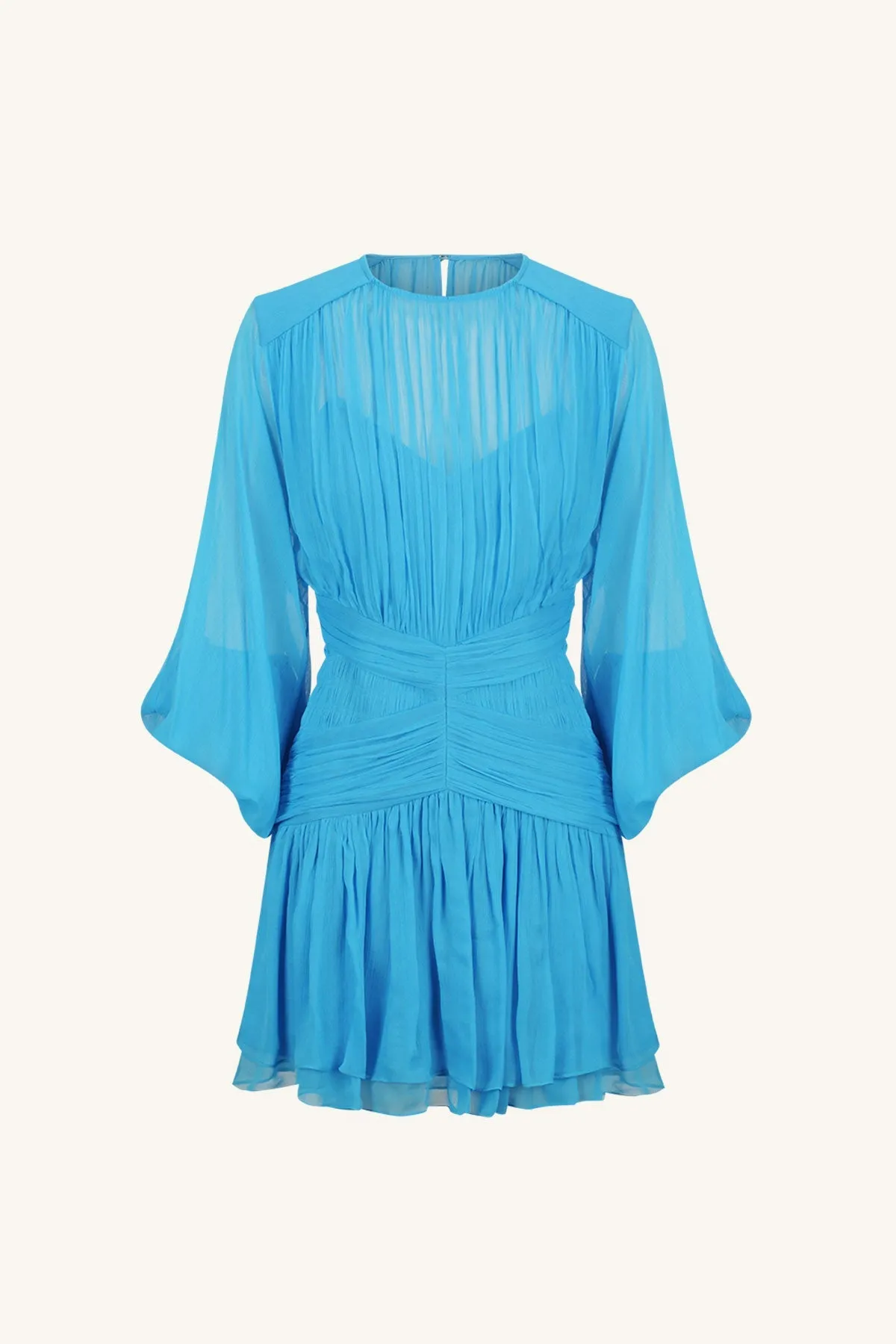 MARGOT ROUND NECK MINI DRESS - AQUA