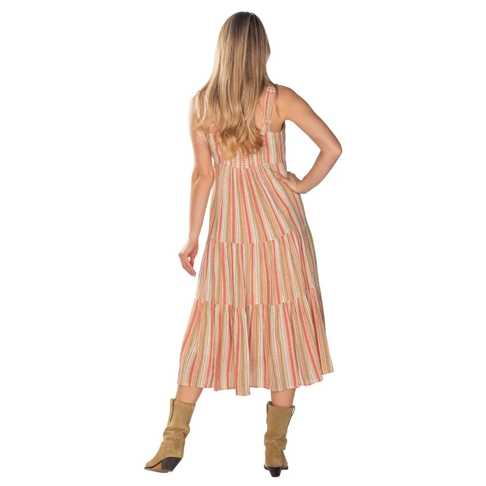 Melon Multicolored Tiered Sun Dress