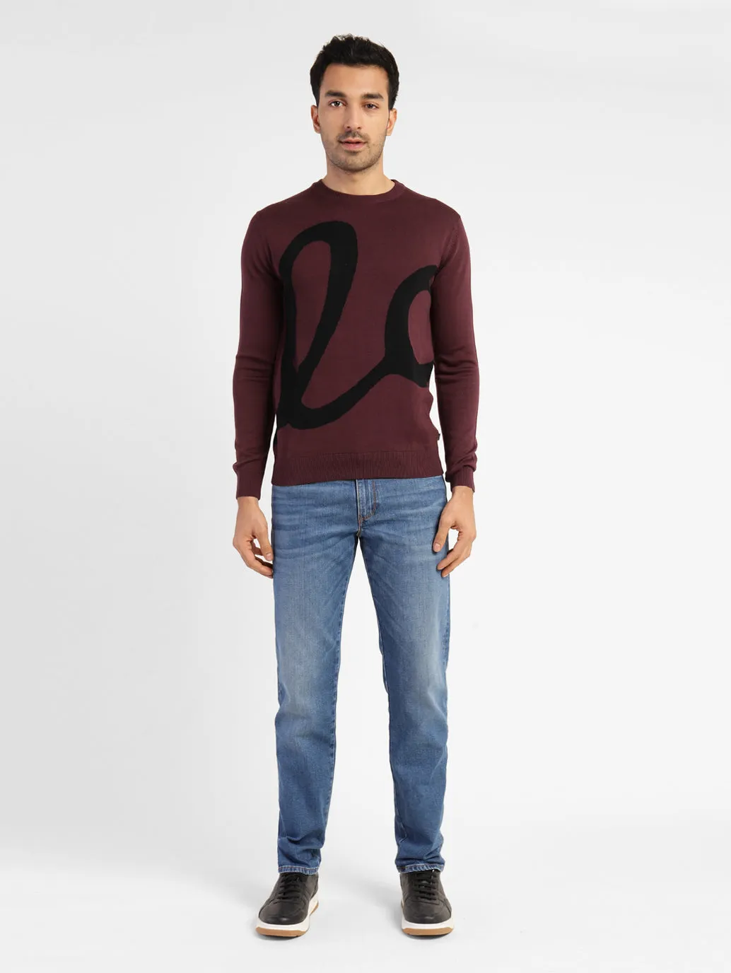 Men's Abstract Print Crew Neck Sweater