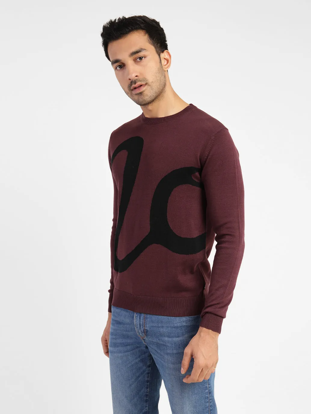 Men's Abstract Print Crew Neck Sweater