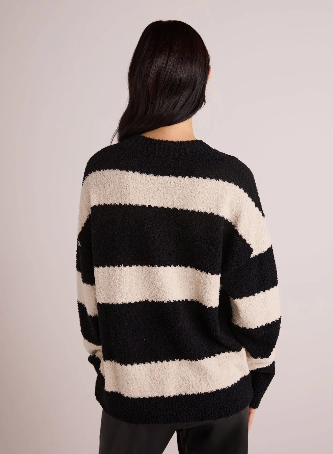 Oversized  Crew Neck Sweater - Bone & Black