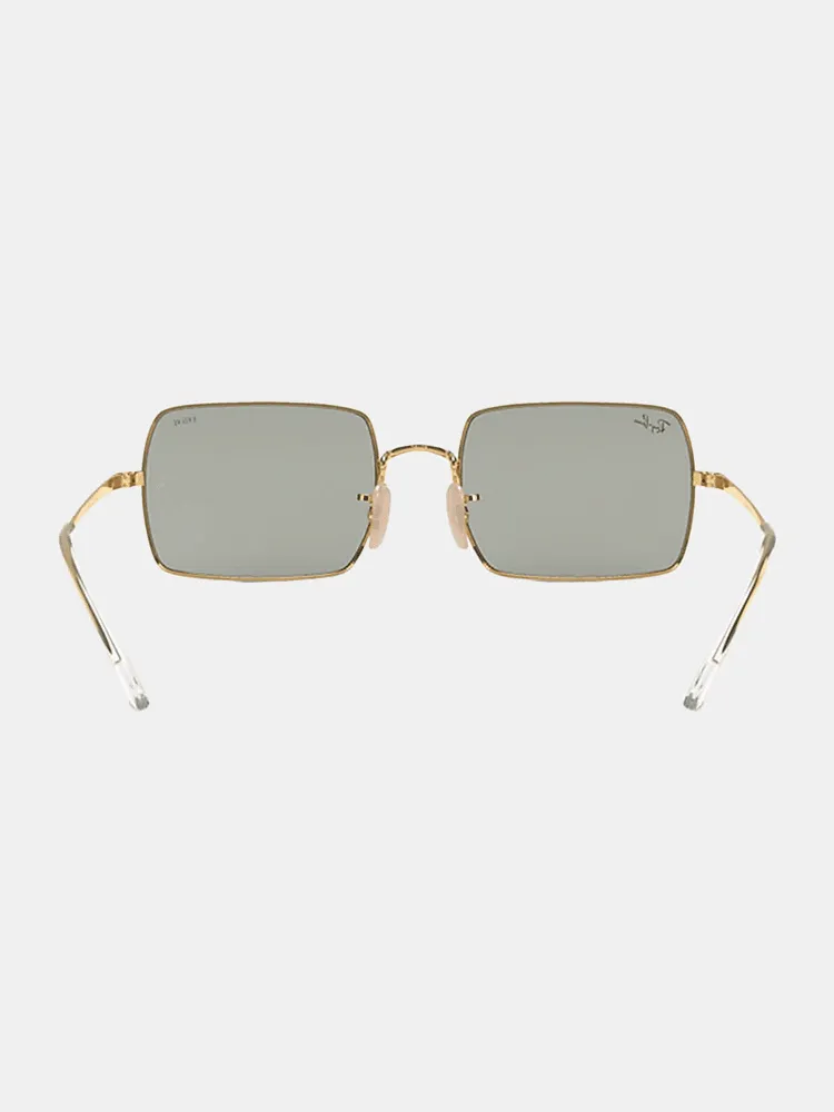 Ray-Ban Rectangle 1969 Mirror Evolve Sunglasses - Shiny Gold | Grey/Blue Photochromic Mirror Lenses