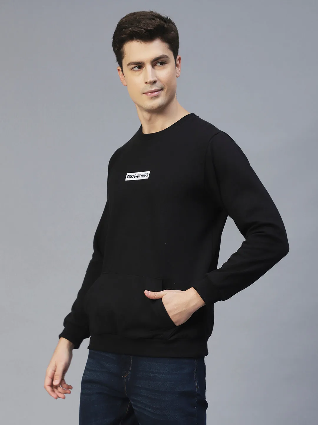 Round Neck Printed Fleece Sweatshirt