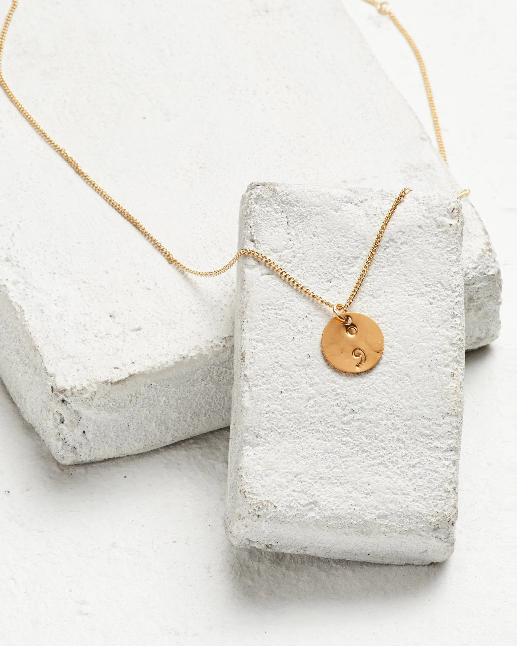 Semicolon Disc Pendant Necklace