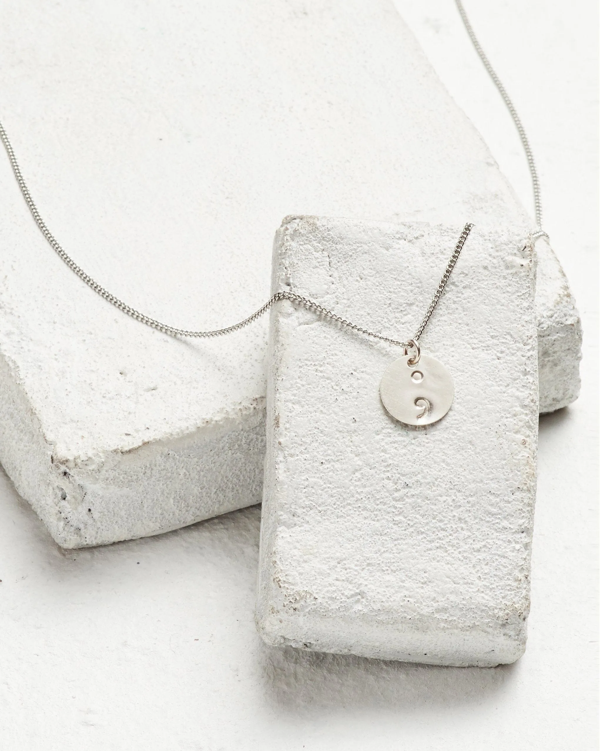 Semicolon Disc Pendant Necklace