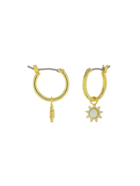 Shell Sun Charm Hoops