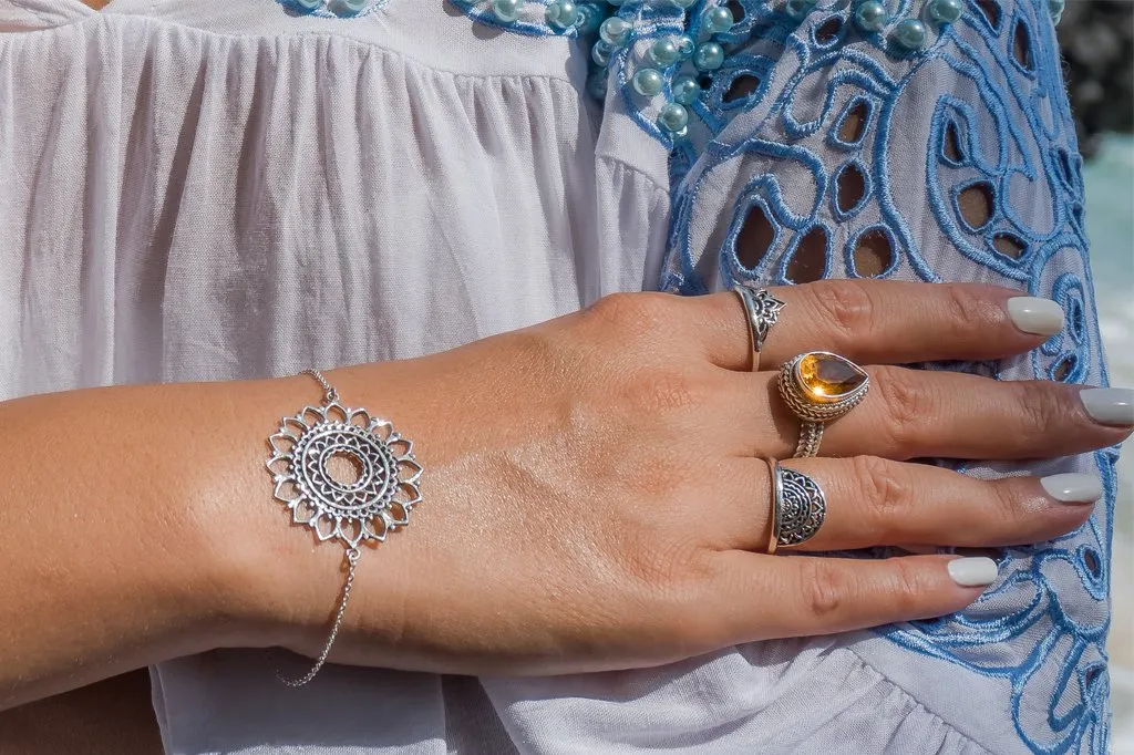 Silver Sun Mandala Bracelet