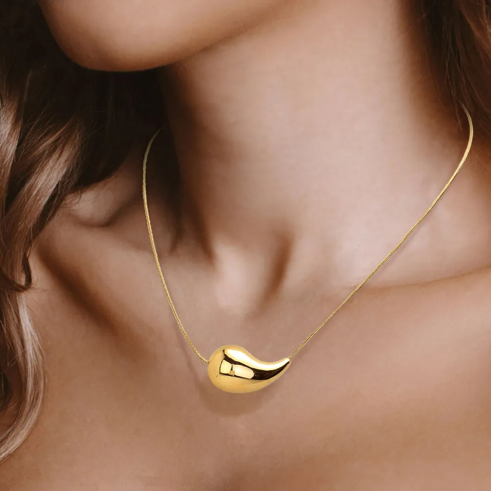 Smooth Teardrop Pendant - Gold