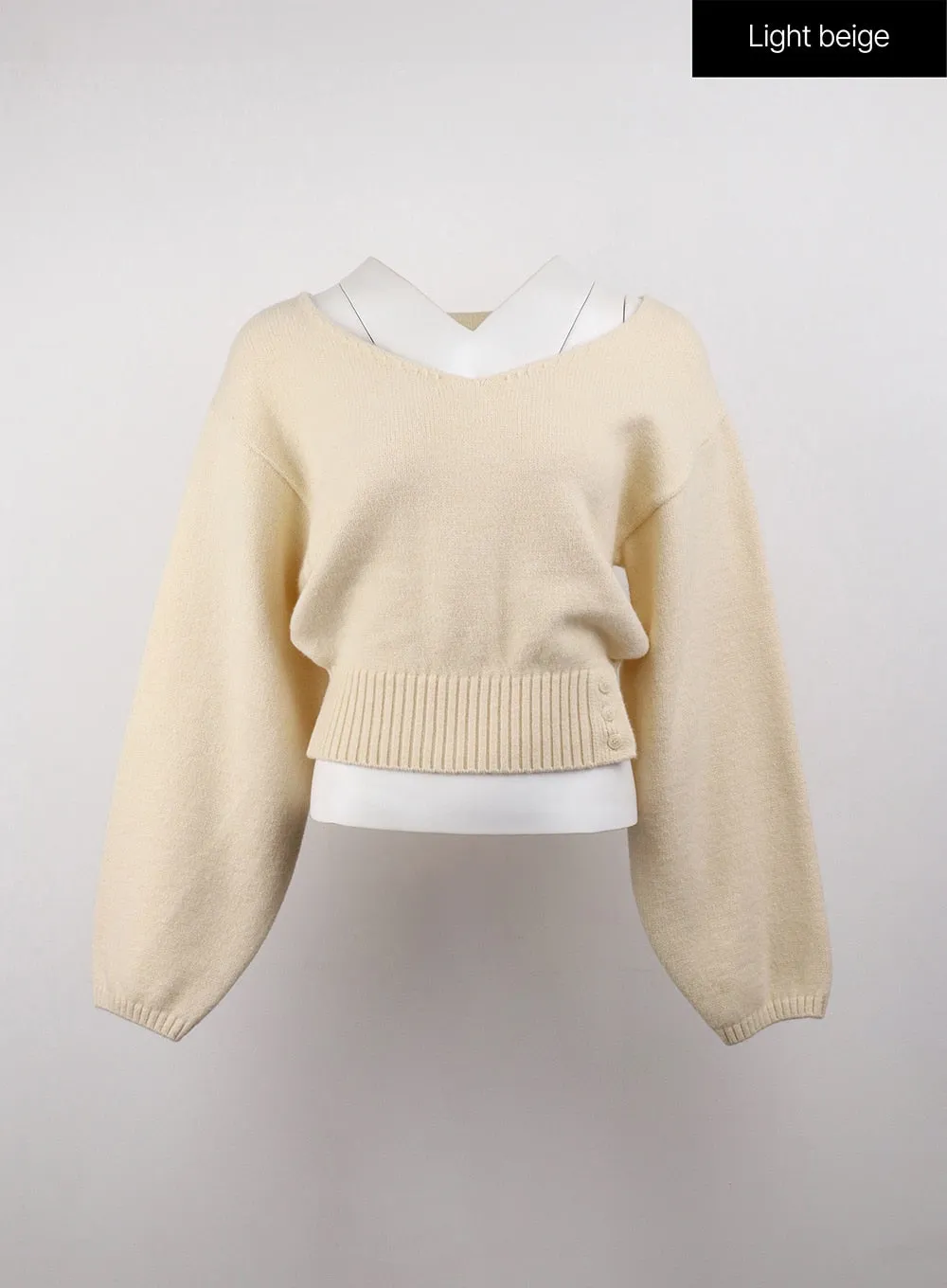 V-Neck Solid Sweater OJ411