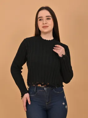 Women Black Round Neck Sweater