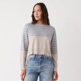 Wool Cashmere Stripe Crew Neck Sweater